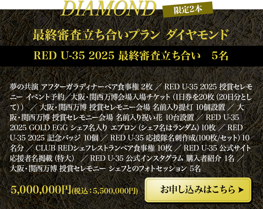 最終審査立ち合いプラン ダイヤモンド RED U-35 2025 最終審査立ち合い　5名
