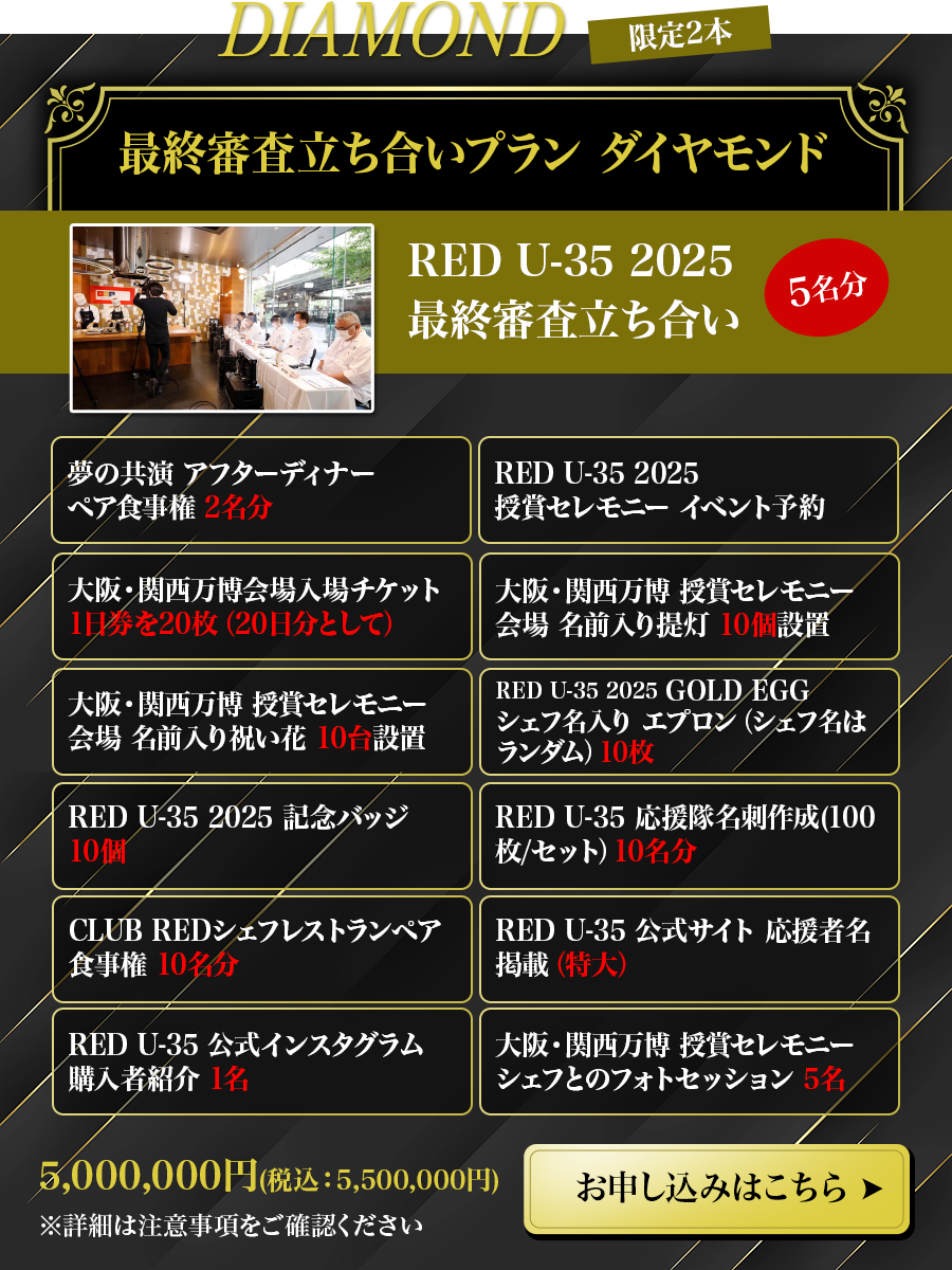 最終審査立ち合いプラン ダイヤモンド RED U-35 2025 最終審査立ち合い　5名